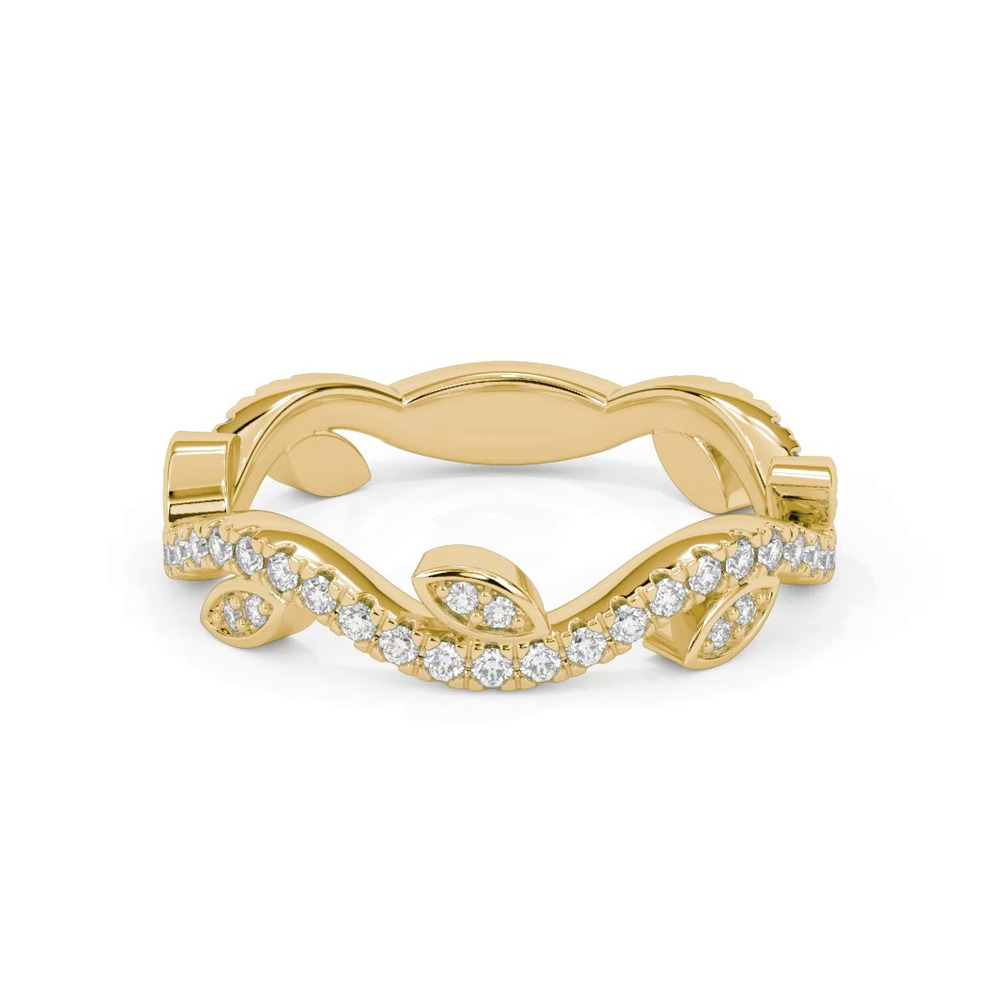360 degree view of Wavy Floral Vine Diamond Band