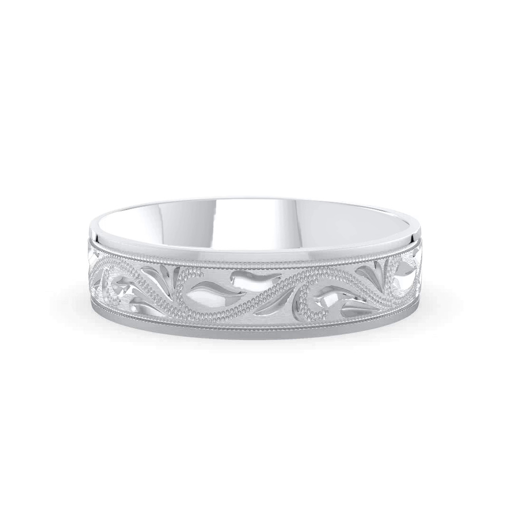 360 degree view of Hand Engraved Scroll Band (6mm)