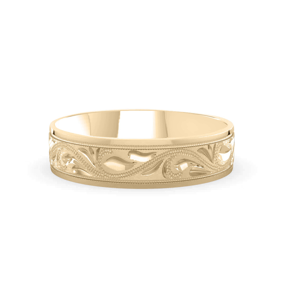 360 degree view of Hand Engraved Scroll Band (6mm)