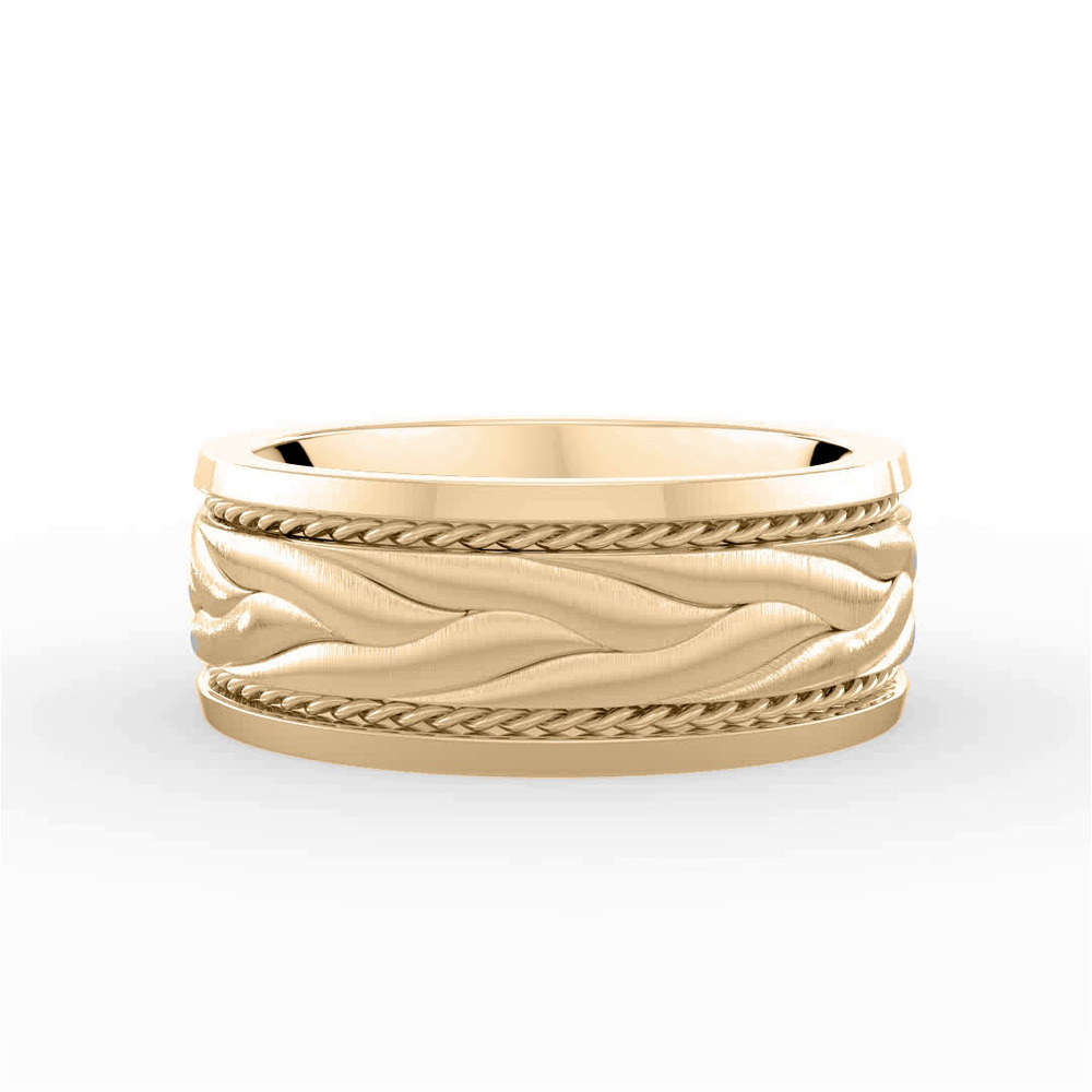 360 degree view of Hand-Engraved Wave Rope Edge Comfort Fit Band (8mm)