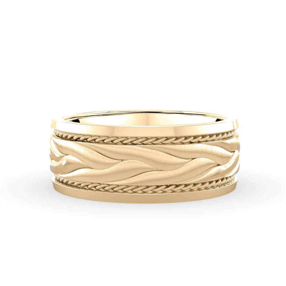360 degree view of Hand-Engraved Wave Rope Edge Comfort Fit Band (8mm)
