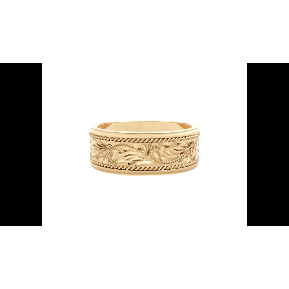 360 degree view of Hand-Engraved Scroll Rope Edge Comfort Fit Band (8mm)