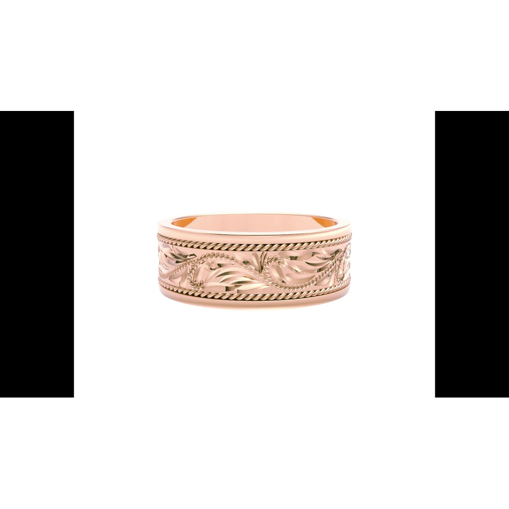 360 degree view of Hand-Engraved Scroll Rope Edge Comfort Fit Band (8mm)