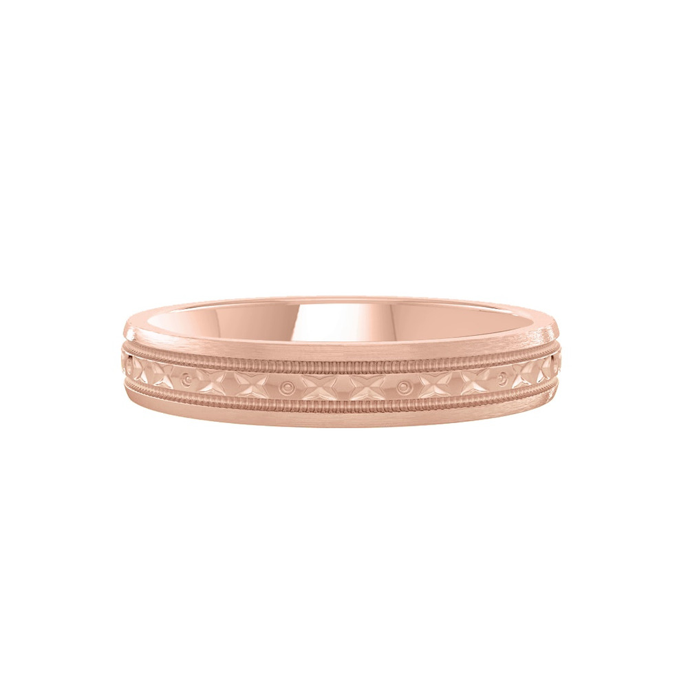 360 degree view of Geometric Milgrain Band (3.5mm)