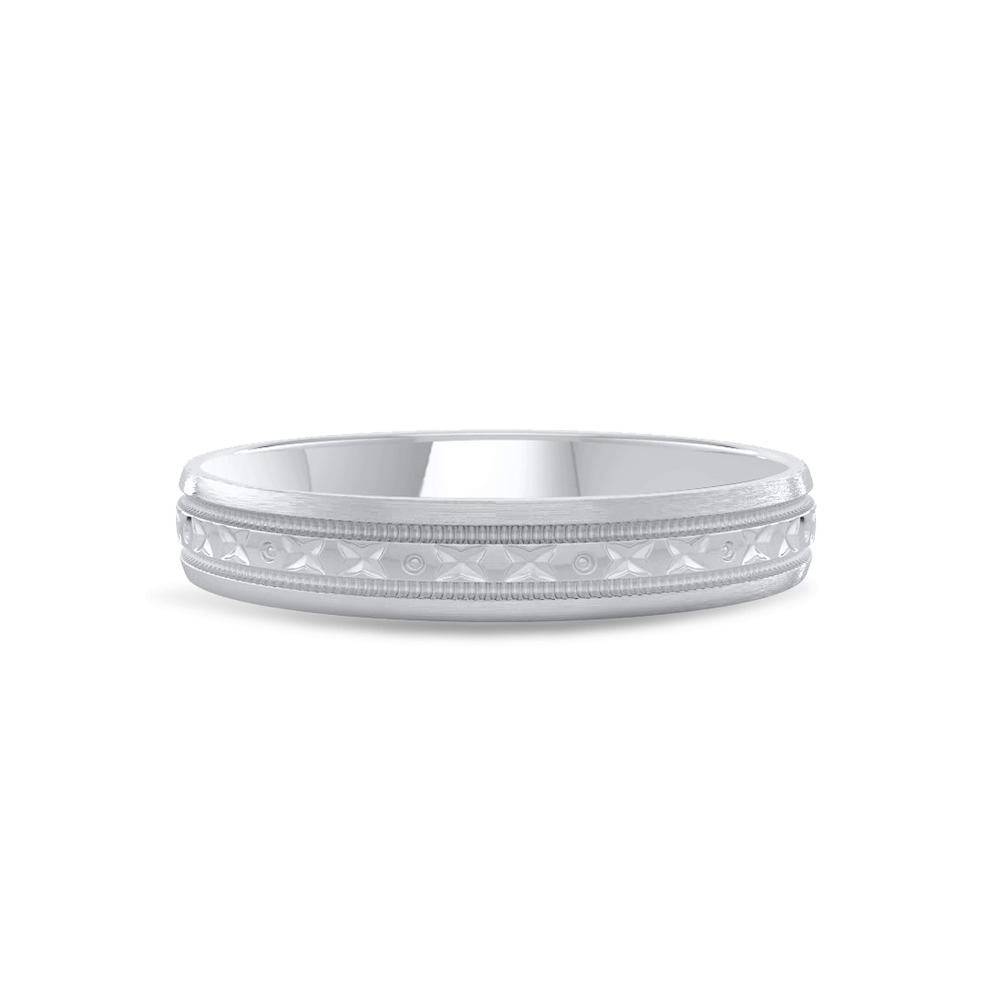 360 degree view of Geometric Milgrain Band (3.5mm)