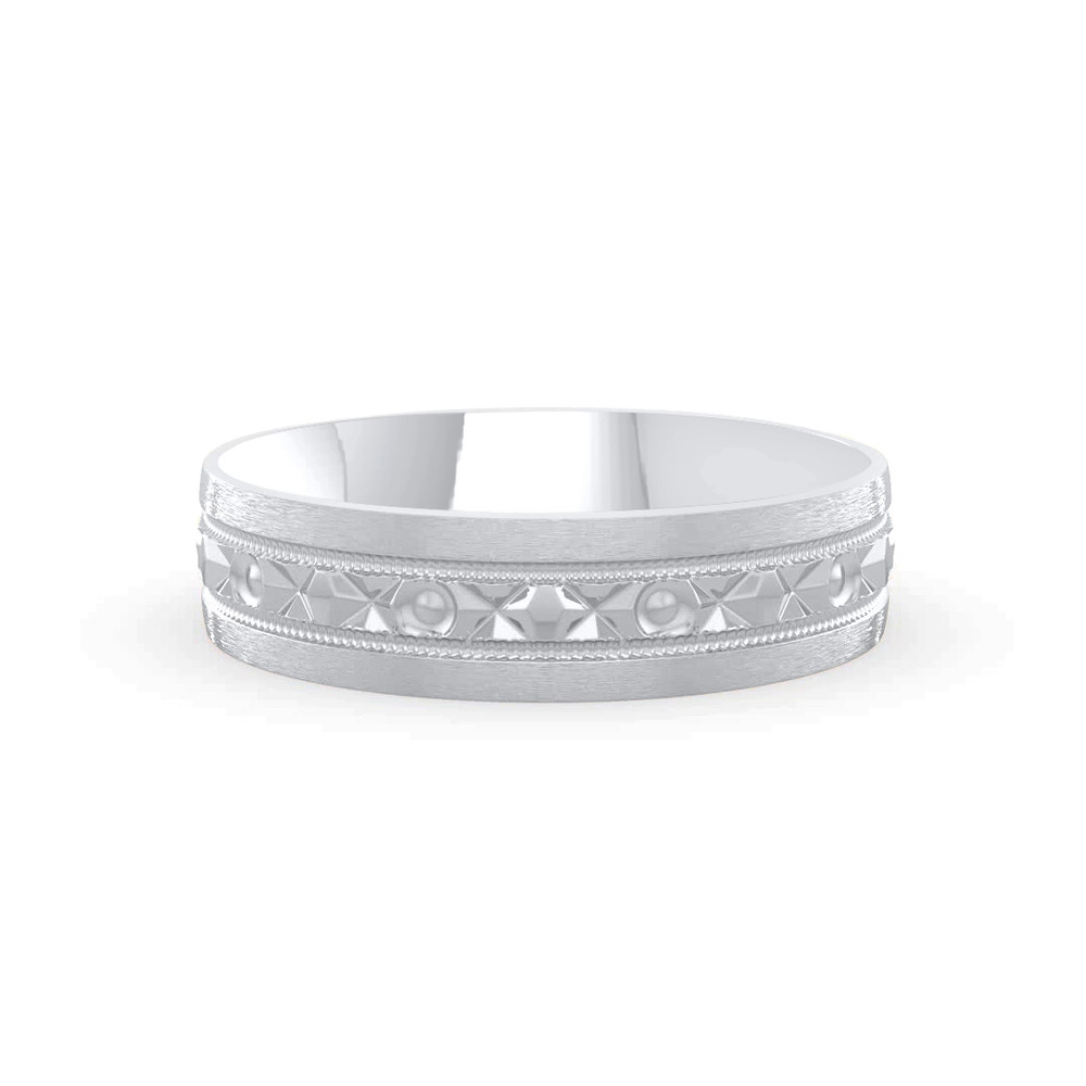 360 degree view of Geometric Milgrain Band (6mm)