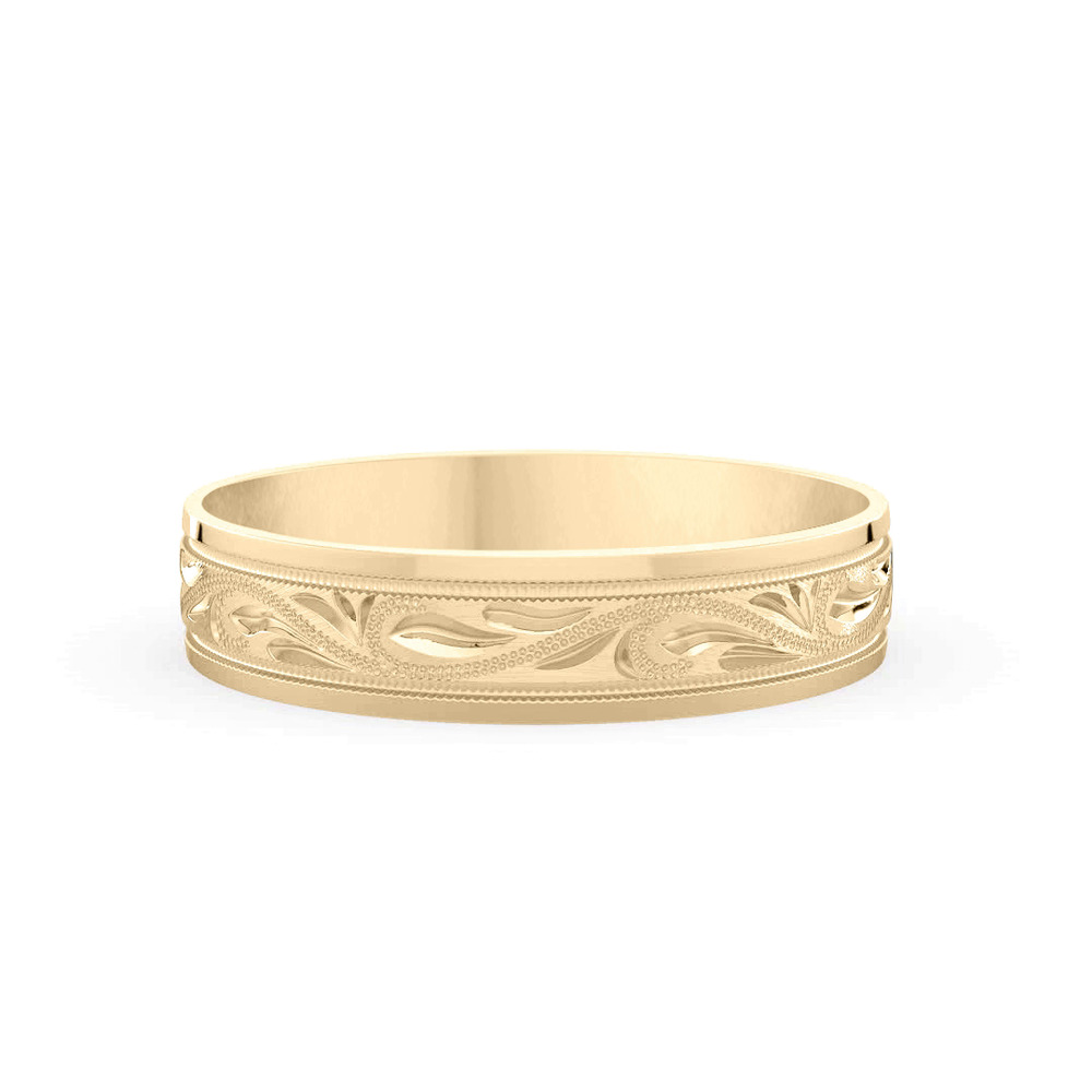 360 degree view of Hand Engraved Scroll Band (5mm)