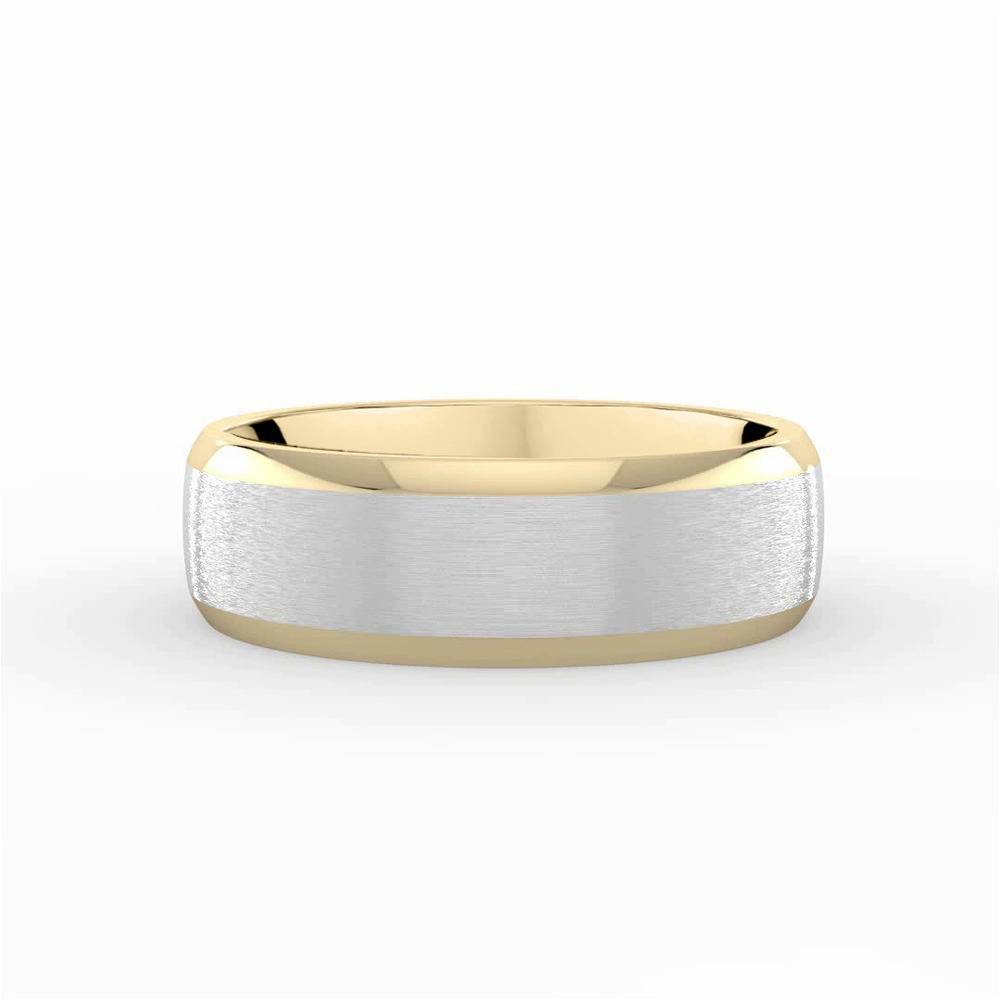 360 degree view of Two-Tone Satin Center Beveled Edge Comfort Fit Band (6mm)