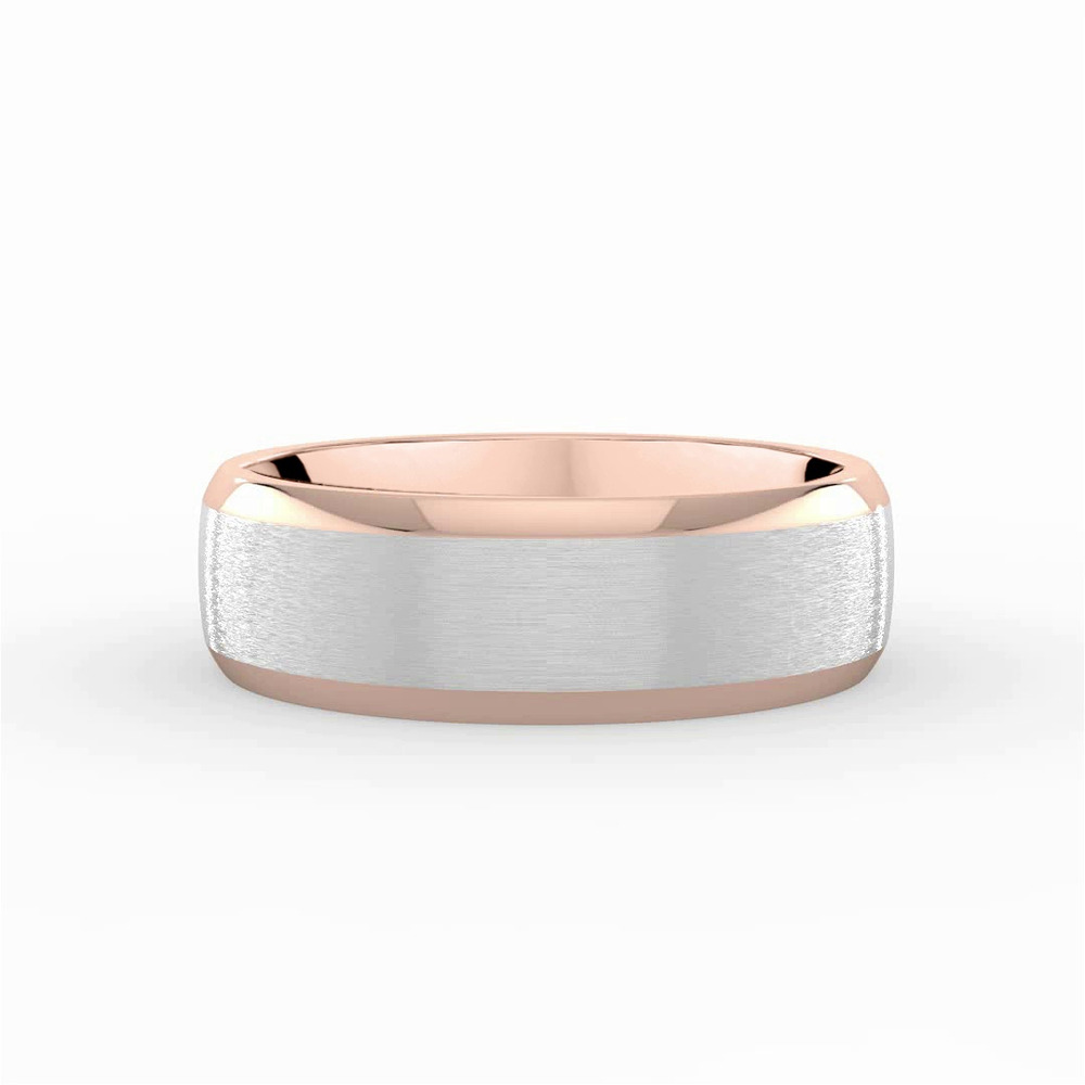 360 degree view of Two-Tone Satin Center Beveled Edge Comfort Fit Band (6mm)