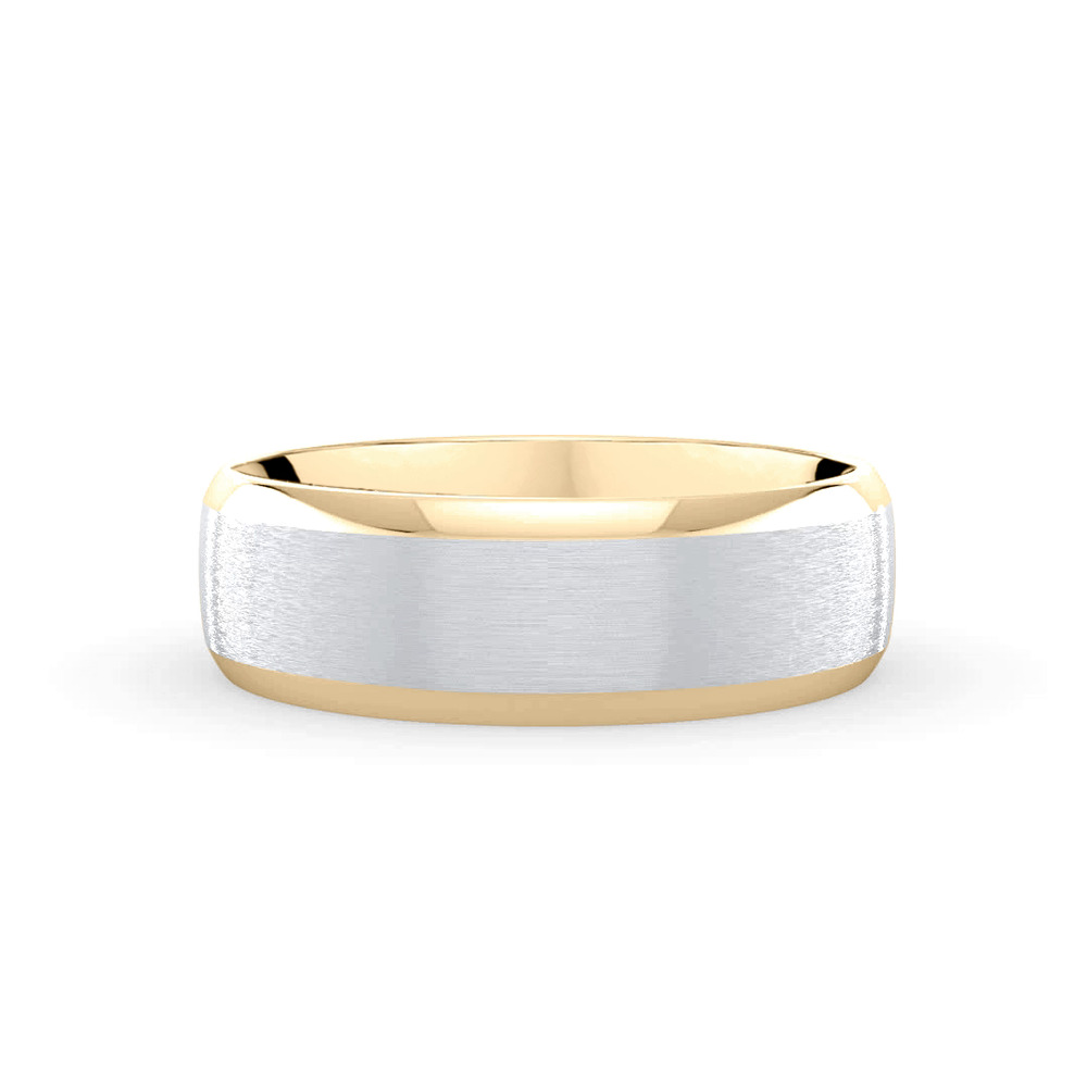 360 degree view of Two-Tone Satin Center Beveled Edge Comfort Fit Band (6mm)