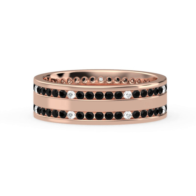 360 degree view of Black-White Double Row Eternity Band (7mm)