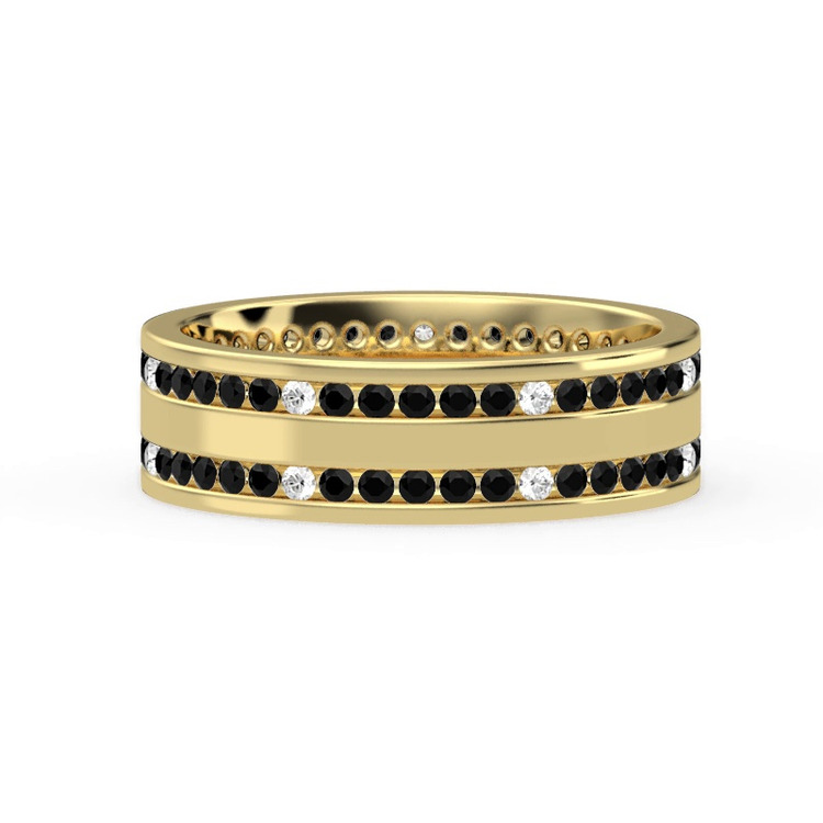360 degree view of Black-White Double Row Eternity Band (7mm)