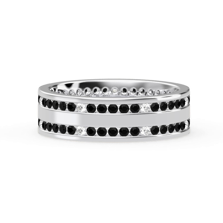 360 degree view of Black-White Double Row Eternity Band (7mm)