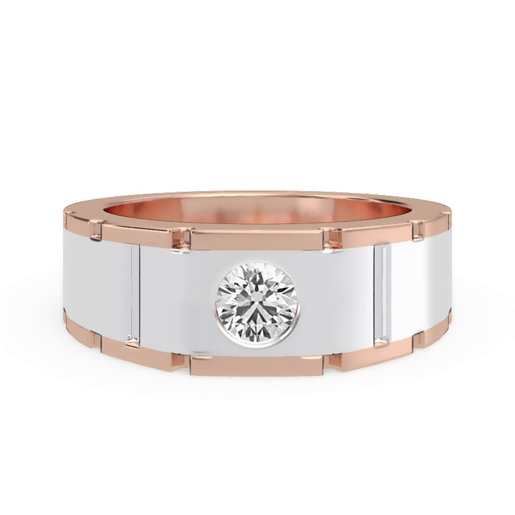360 degree view of Flush-Set Solitaire Diamond Grooved Band (5mm)
