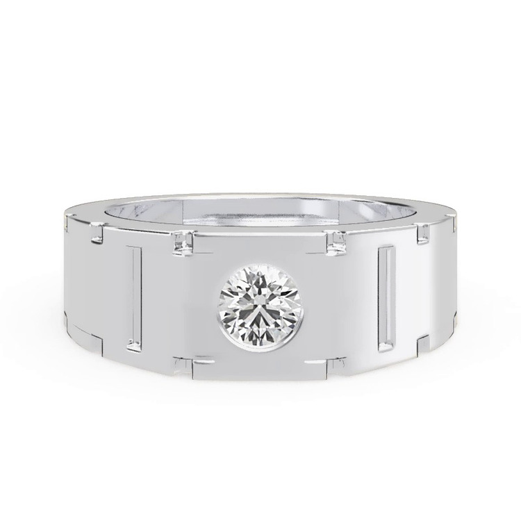 360 degree view of Flush-Set Solitaire Diamond Grooved Band (5mm)
