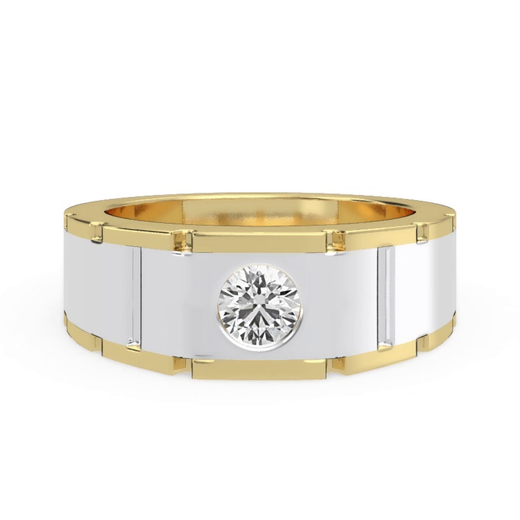 360 degree view of Flush-Set Solitaire Diamond Grooved Band (5mm)