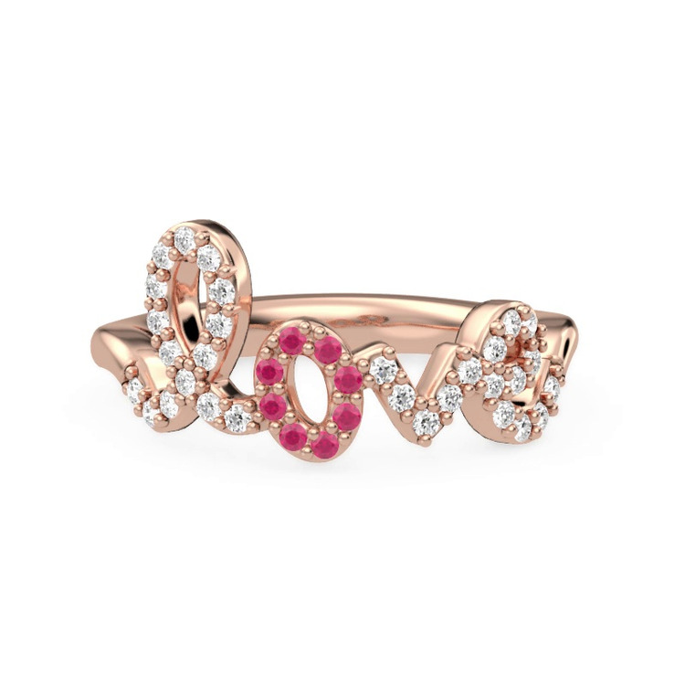 360 degree view of Diamond and Ruby Love Ring