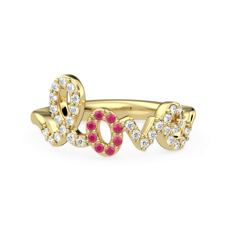 360 degree view of Diamond and Ruby Love Ring