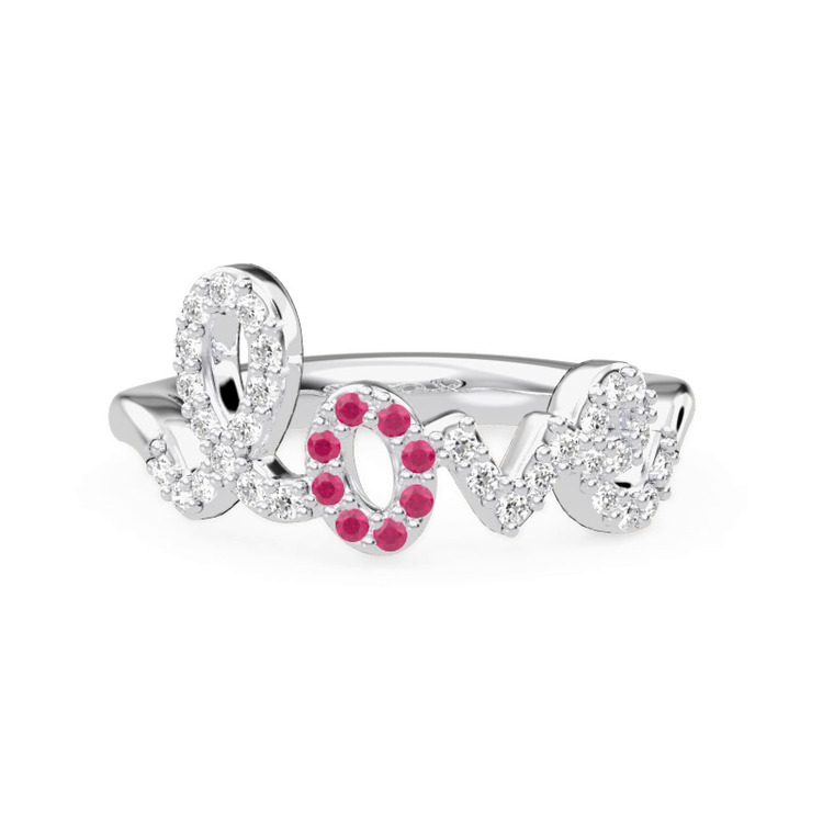 360 degree view of Diamond and Ruby Love Ring