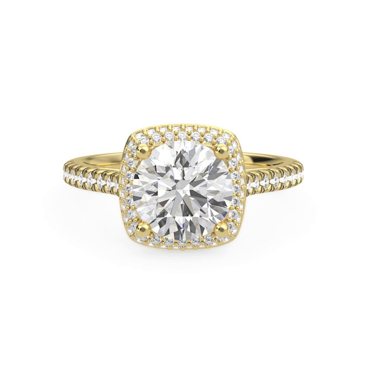 360 degree view of Isolde Double-Beveled Halo Engagement Ring