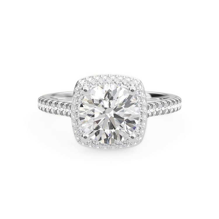 360 degree view of Isolde Double-Beveled Halo Engagement Ring