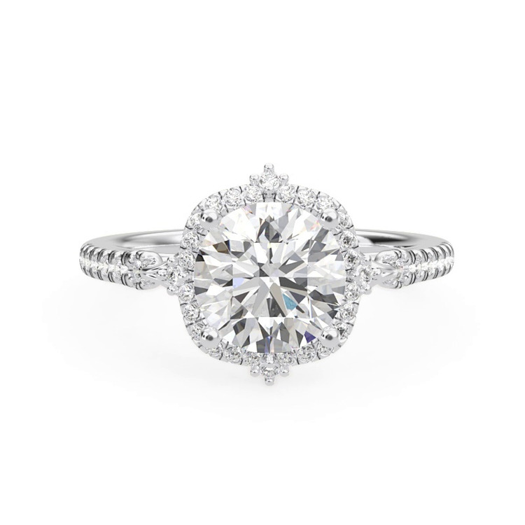 360 degree view of Maplewood Pavé Split Shank Petal Halo Engagement Ring