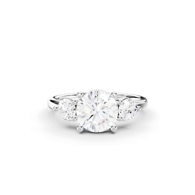 360 degree view of Stacy Three-Stone Hidden Halo Lab Diamond Engagement Ring (.50 ct. tw.)
