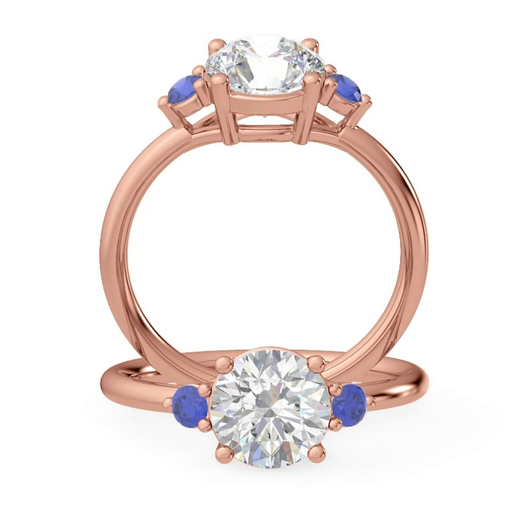 360 degree view of Mavrica Sapphire Three-Stone Engagement Ring