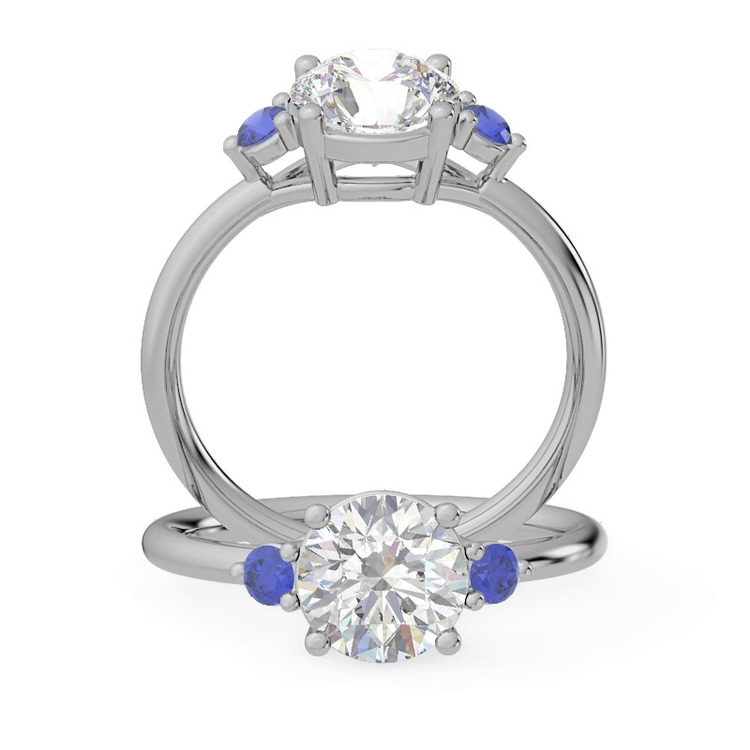 360 degree view of Mavrica Sapphire Three-Stone Engagement Ring