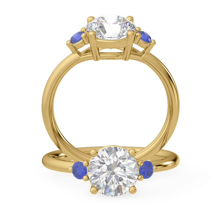 360 degree view of Mavrica Sapphire Three-Stone Engagement Ring