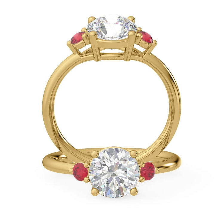 360 degree view of Mavrica Ruby Three-Stone Engagement Ring