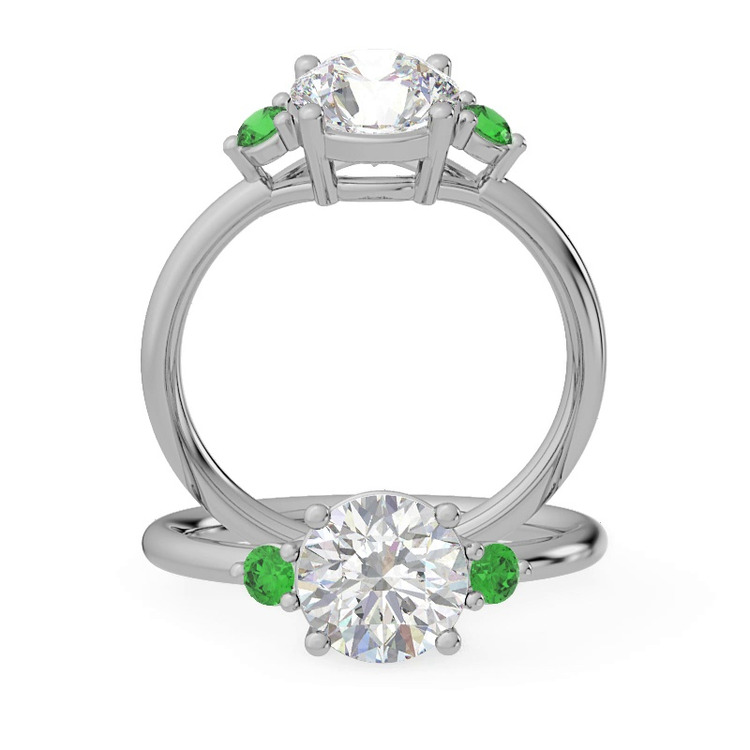 360 degree view of Mavrica Emerald Three-Stone Engagement Ring