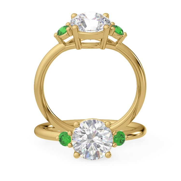 360 degree view of Mavrica Emerald Three-Stone Engagement Ring