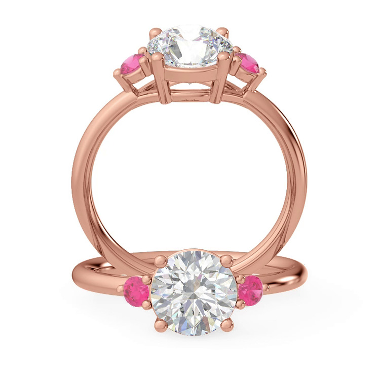 360 degree view of Mavrica Pink Sapphire Three-Stone Engagement Ring