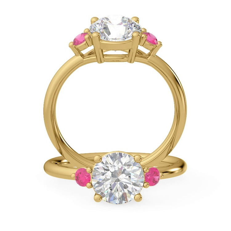 360 degree view of Mavrica Pink Sapphire Three-Stone Engagement Ring