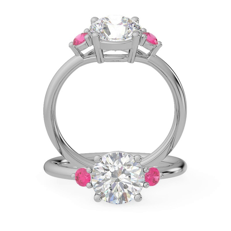 360 degree view of Mavrica Pink Sapphire Three-Stone Engagement Ring