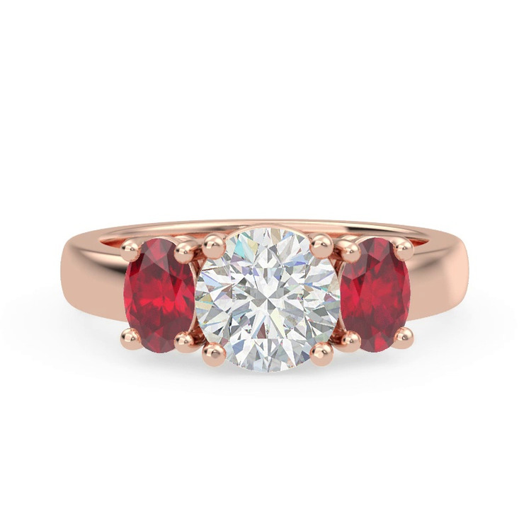 360 degree view of Mavrica Oval Ruby Three-Stone Engagement Ring