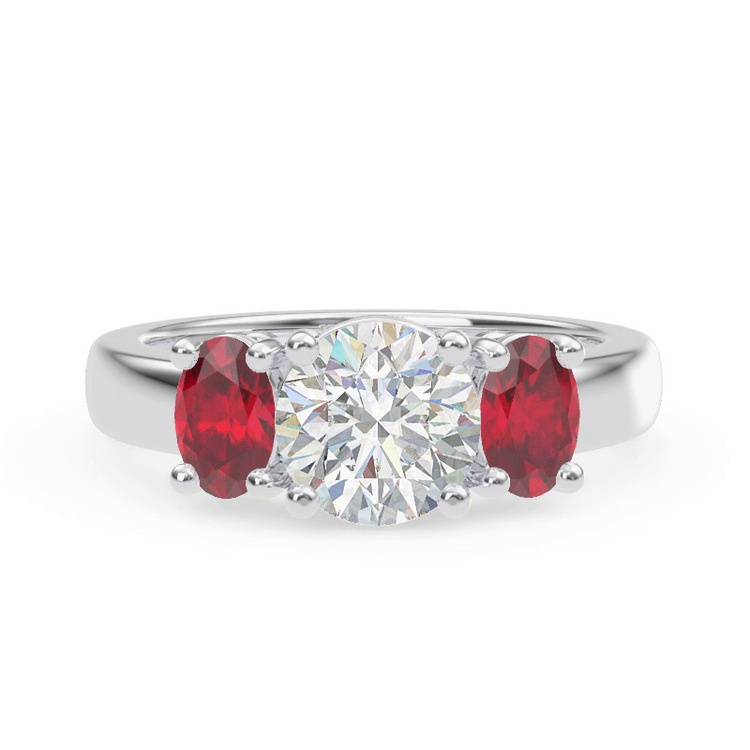 360 degree view of Mavrica Oval Ruby Three-Stone Engagement Ring