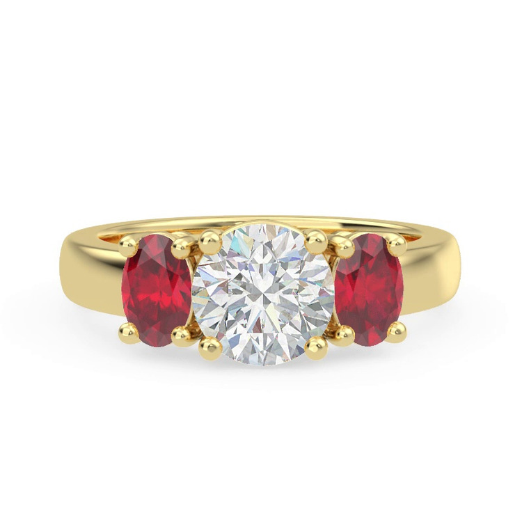 360 degree view of Mavrica Oval Ruby Three-Stone Engagement Ring