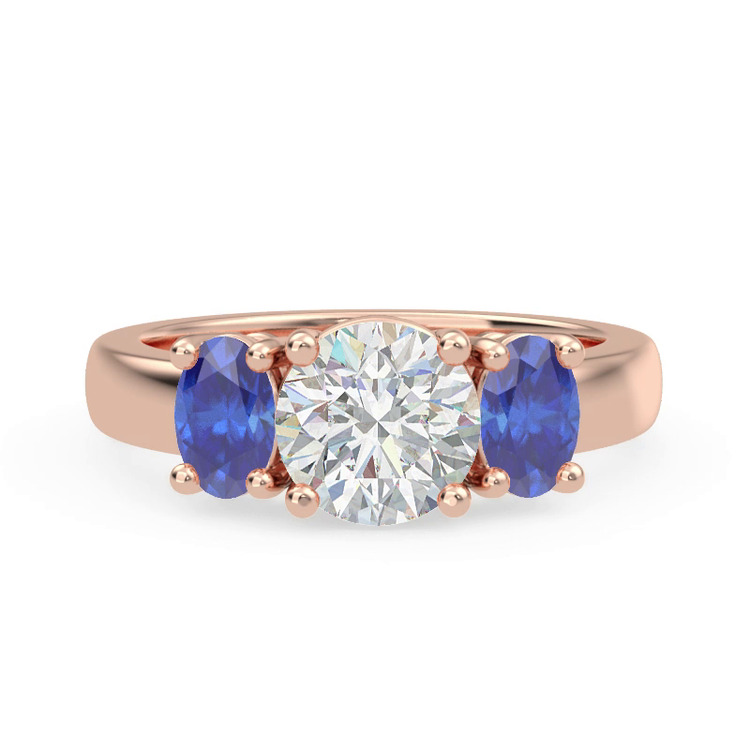 360 degree view of Mavrica Oval Sapphire Three-Stone Engagement Ring