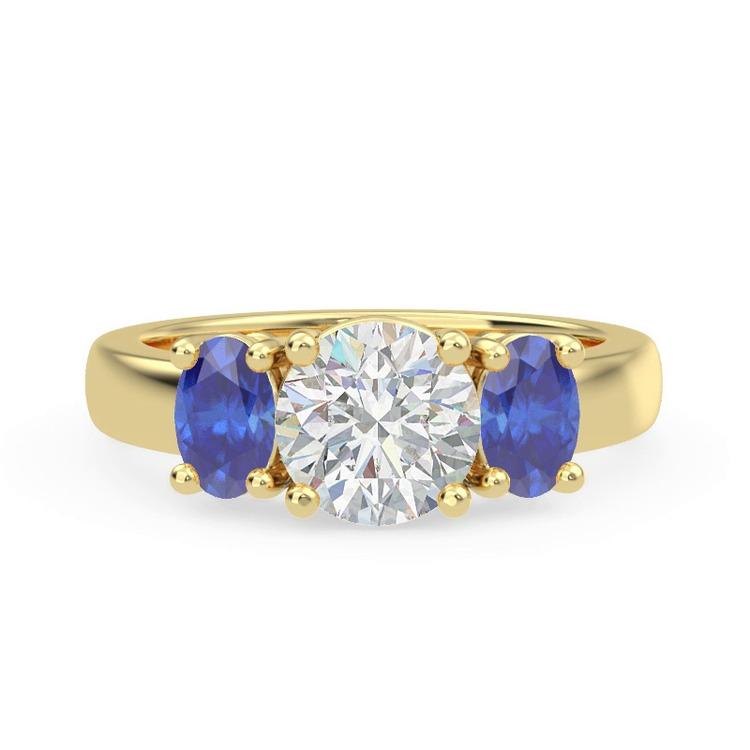360 degree view of Mavrica Oval Sapphire Three-Stone Engagement Ring