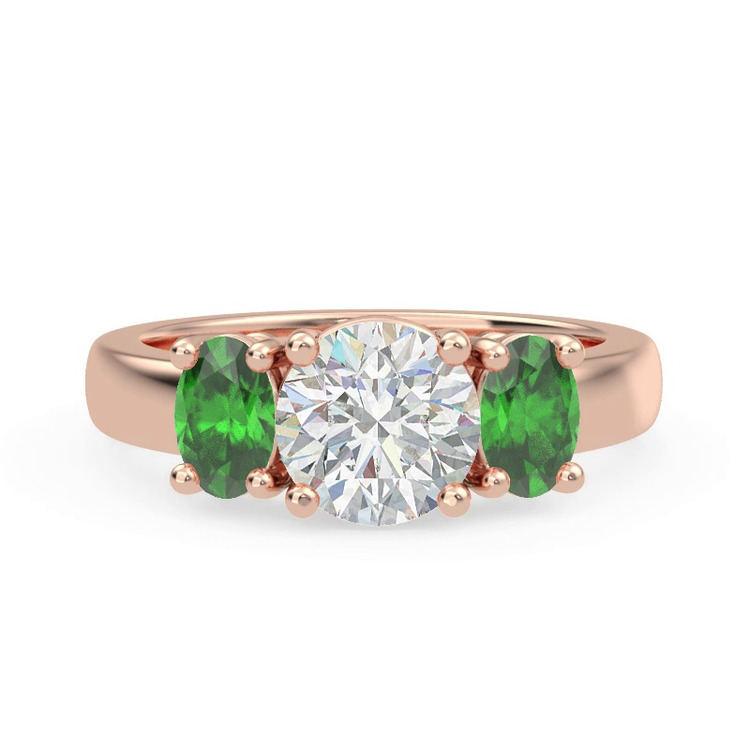360 degree view of Mavrica Oval-Shaped Emerald Three-Stone Engagement Ring