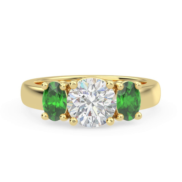 360 degree view of Mavrica Oval-Shaped Emerald Three-Stone Engagement Ring