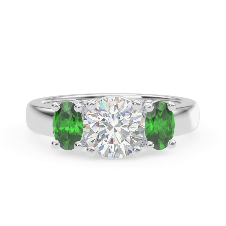 360 degree view of Mavrica Oval-Shaped Emerald Three-Stone Engagement Ring