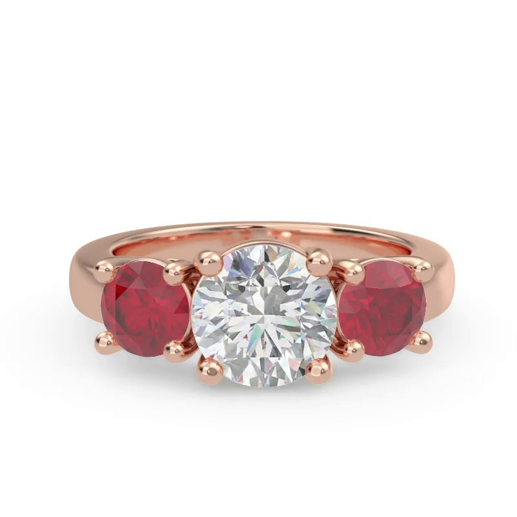 360 degree view of Mavrica Round Ruby Three-Stone Engagement Ring