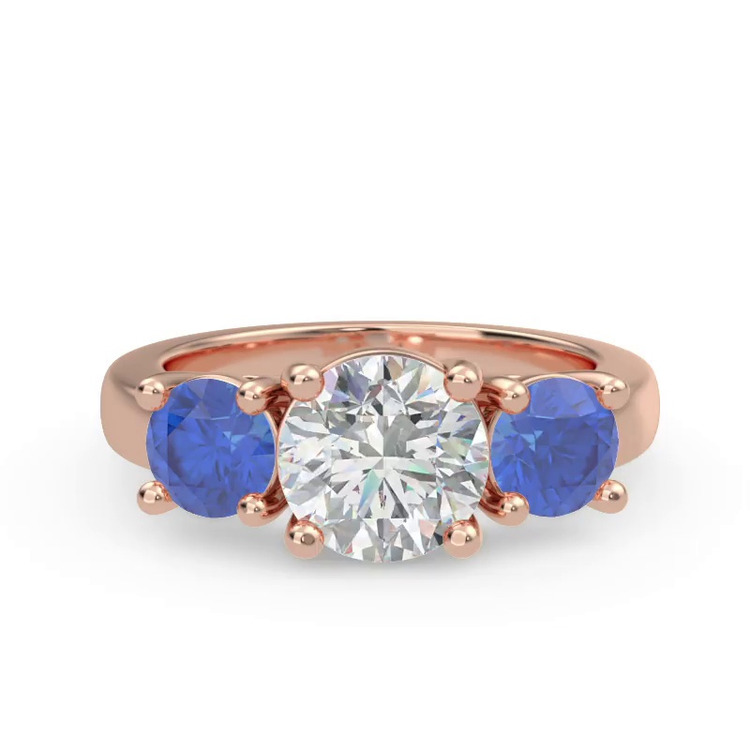 360 degree view of Mavrica Round Sapphire Three-Stone Engagement Ring