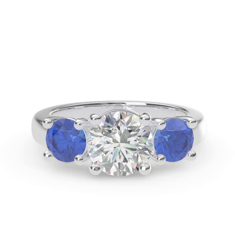 360 degree view of Mavrica Round Sapphire Three-Stone Engagement Ring