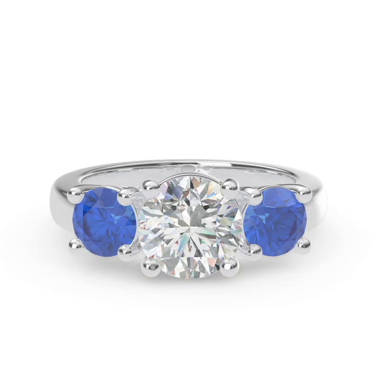 360 degree view of Mavrica Round Sapphire Three-Stone Engagement Ring