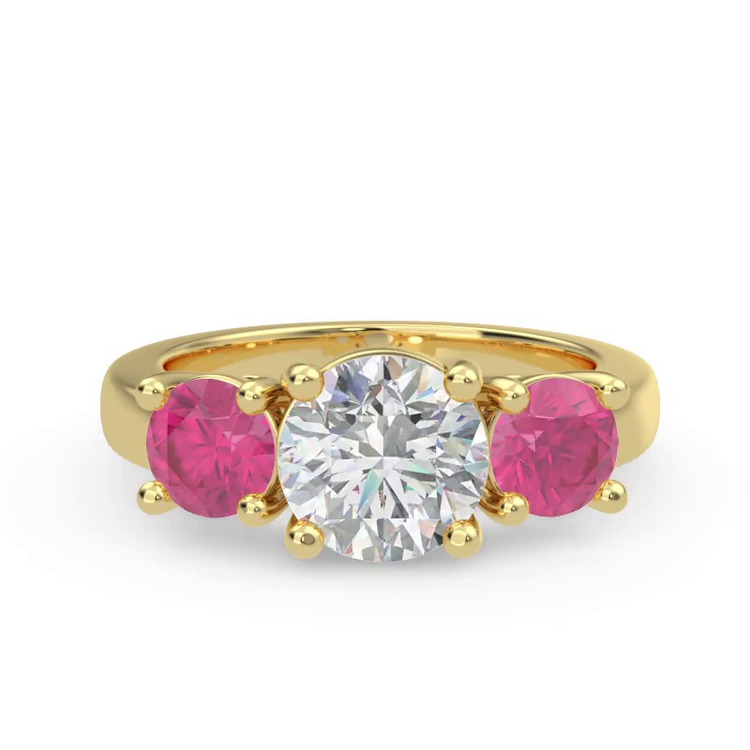 360 degree view of Mavrica Round Pink Sapphire Three-Stone Engagement Ring
