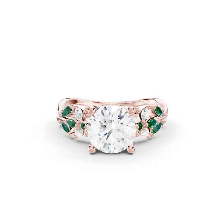 360 degree view of Butterfly And Bee Vine Twist Lab Emerald Engagement Ring